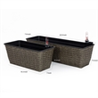 Benjara Wiki Self Watering Planter Set of 2- Hand Woven Rattan- Dark Gray Finish