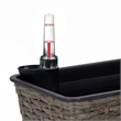 Benjara Wiki Self Watering Planter Set of 2- Hand Woven Rattan- Dark Gray Finish