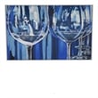 Benjara 49 x 59 Framed Canvas Oil Painting- 2 Wine Glasses- Blue and White