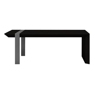 Benjara Hexy 48&quot Coffee Table- Rectangular- Wenge Brown Wood Finish- Chrome