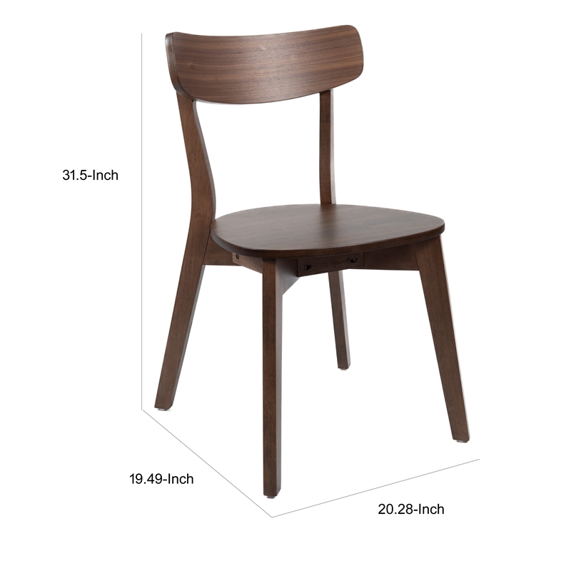 Benjara Aby Set of 2 Dining Side Chairs- Walnut Brown