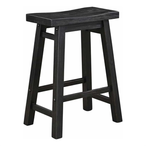 Benjara Amber 24&quot Counter Stool- Ergonomic Saddle Seats- Charcoal Black Wood