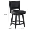 Benjara Kera Swivel Counter Height Stool Chair-Black Wood-Nailhead Faux Leather
