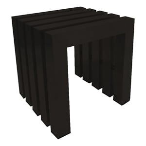 Benjara Namo 17&quot Accent Stool- Modern Slatted Design- Rectangular- Black Steel