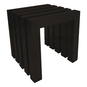 Benjara Namo 17&quot Accent Stool- Modern Slatted Design- Rectangular- Black Steel
