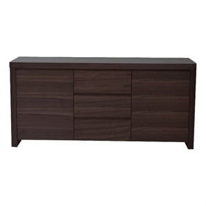 Benjara Ross 63&quot Buffet Console Cabinet- Door Shelves- 3 Drawers- Dark Brown