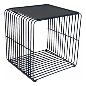 Benjara Reo 16&quot Side End Table- Waterfall Black Metal Wire Frame