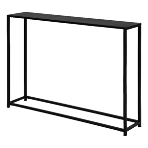 Benjara Eme 38&quot Console Sofa Table- Rectangular Top- Modern Black Metal Frame