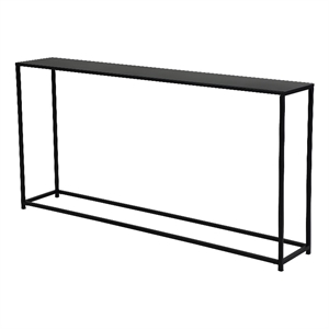 Benjara Eme 56&quot Console Sofa Table- Rectangular Top- Modern Black Metal Frame
