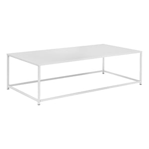 Benjara Eme 48&quot Coffee Table- Rectangular Tabletop- Modern White Metal Frame