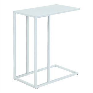 Benjara Eme 23&quot Side End Table- Rectangular Tray Top- Modern White Metal Frame