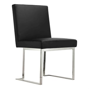 Benjara Boly 19&quot Side Dining Chair Set of 2- Chrome Cantilever Steel Base Black