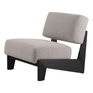 Benjara Cid Joy 30&quot Accent Chair- Low Profile- Light Gray Velvet- Wood Frame