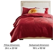 Benjara Ahab 3pc Full to Queen Quilt and Pillow Sham Set- Red Dutch Velvet Face