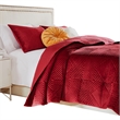 Benjara Ahab 3pc King Size Quilt and Pillow Sham Set- Dutch Velvet Face- Red