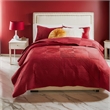 Benjara Ahab 3pc King Size Quilt and Pillow Sham Set- Dutch Velvet Face- Red