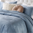 Benjara Ahab 2pc XL Twin Quilt and Pillow Sham Set- Spa Blue Dutch Velvet Face