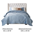 Benjara Ahab 3pc King Size Quilt & Pillow Sham Set- Dutch Velvet Face- Spa Blue