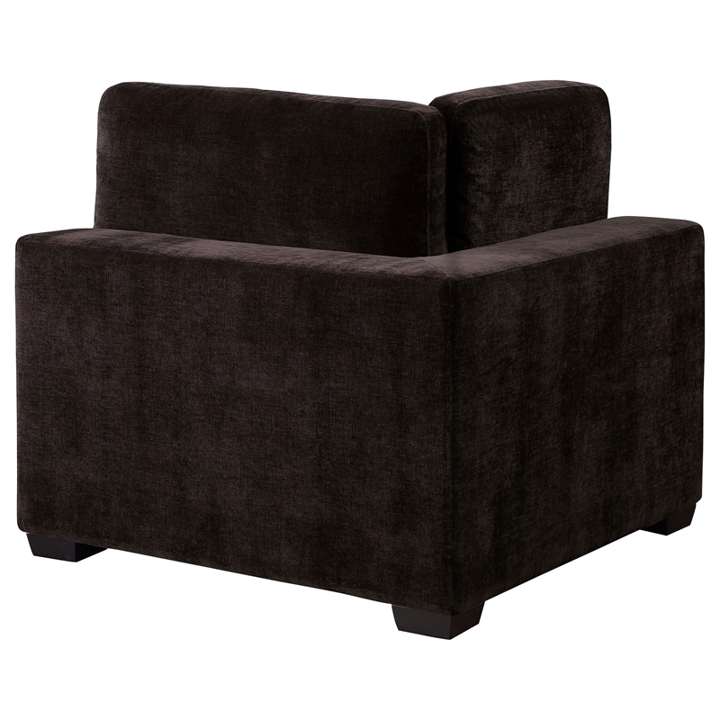 Benjara Lahe Modular Corner Sofa Chair- Modern Tapered Legs- Soft Brown Fabric