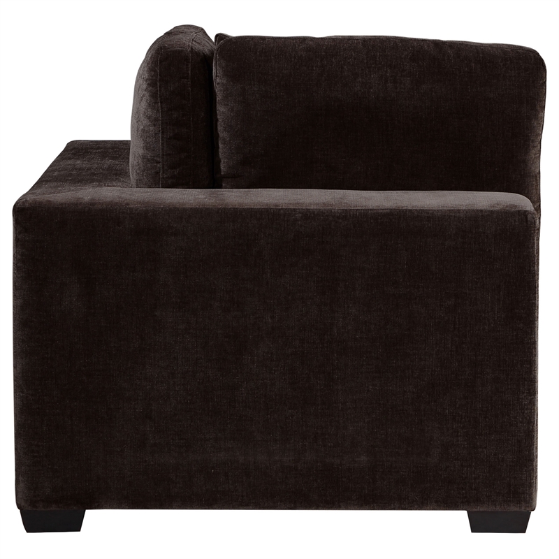 Benjara Lahe Modular Corner Sofa Chair- Modern Tapered Legs- Soft Brown Fabric