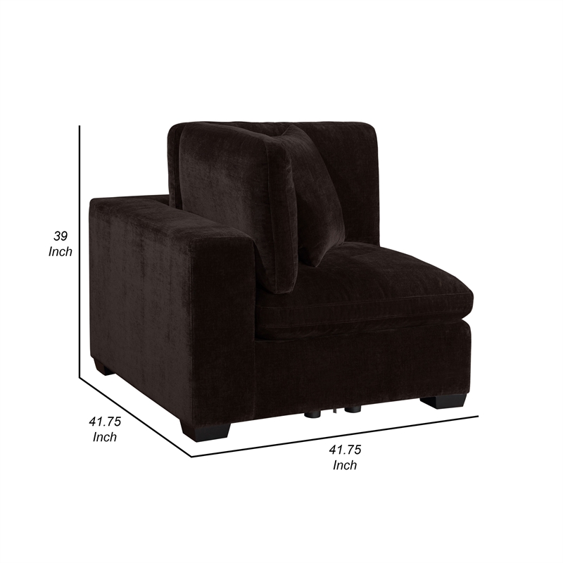 Benjara Lahe Modular Corner Sofa Chair- Modern Tapered Legs- Soft Brown Fabric