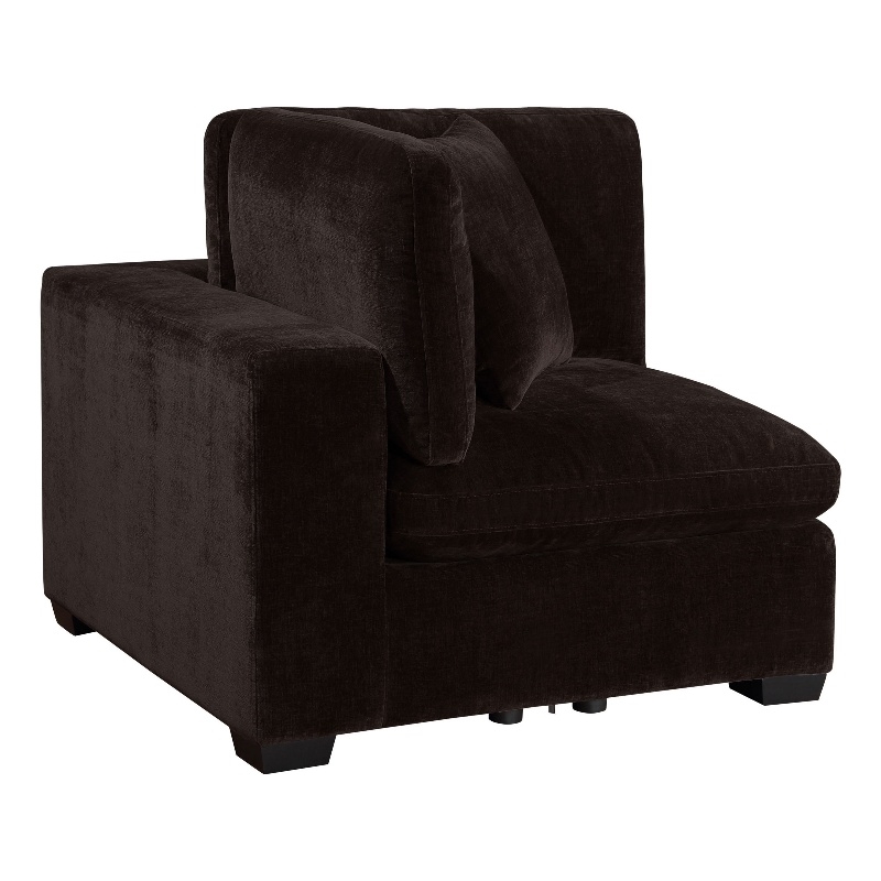 Benjara Lahe Modular Corner Sofa Chair- Modern Tapered Legs- Soft Brown Fabric