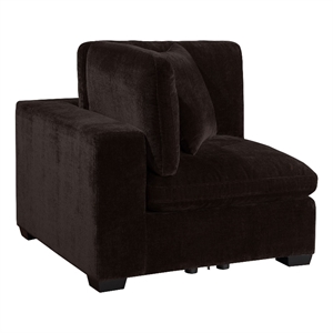 Benjara Lahe Modular Corner Sofa Chair- Modern Tapered Legs- Soft Brown Fabric