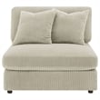 Benjara Lain Modular Armless Sofa Chair with 2 Accent Pillows- Beige Corduroy