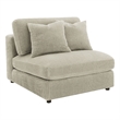 Benjara Lain Modular Armless Sofa Chair with 2 Accent Pillows- Beige Corduroy