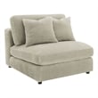 Benjara Lain Modular Armless Sofa Chair with 2 Accent Pillows- Beige Corduroy