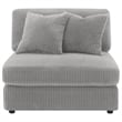 Benjara Lain Modular Armless Sofa Chair with 2 Accent Pillows- Gray Corduroy