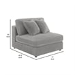 Benjara Lain Modular Armless Sofa Chair with 2 Accent Pillows- Gray Corduroy