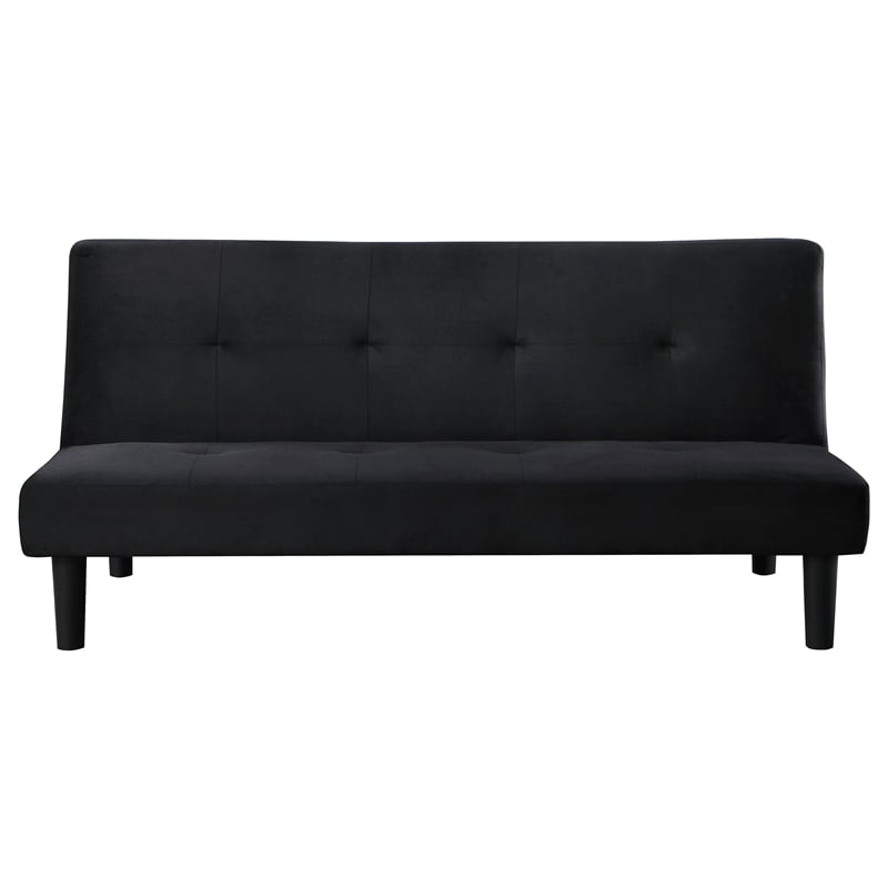 Benjara Fordy Futon Convertible Sofa Bed Sleeper Couch- Black Fabric- Foam- 65
