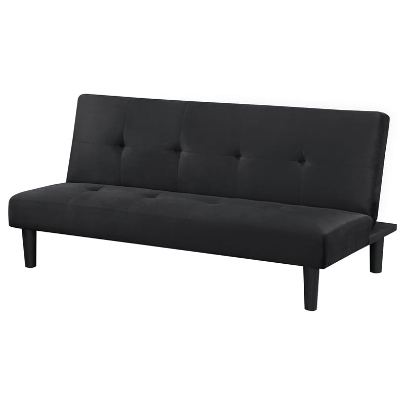 Benjara Fordy Futon Convertible Sofa Bed Sleeper Couch- Black Fabric- Foam- 65