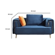 Benjara Azia Loveseat- Blue Velvet- Tufted Arms- Golden Accents- Legs 64 Inch