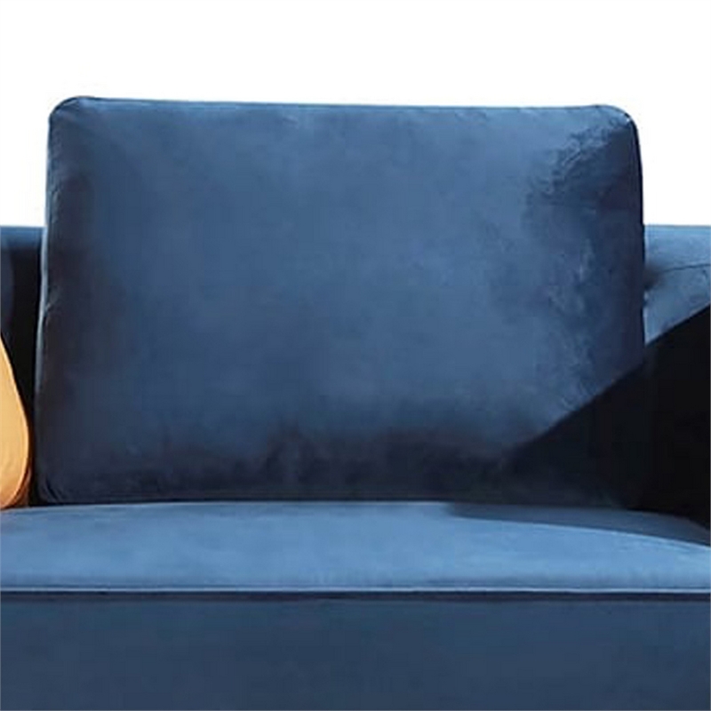 Benjara Azia Loveseat- Blue Velvet- Tufted Arms- Golden Accents- Legs 64 Inch
