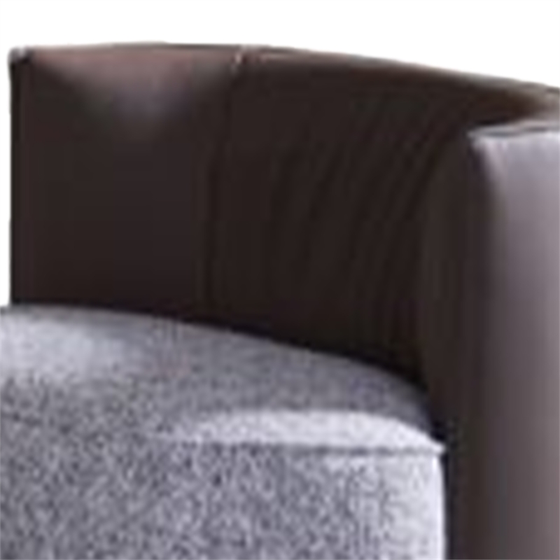 Benjara Berta Accent Chair-Chocolate Brown Leather-Gray Fabric-Modern Wingback