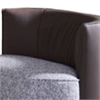 Benjara Berta Accent Chair-Chocolate Brown Leather-Gray Fabric-Modern Wingback