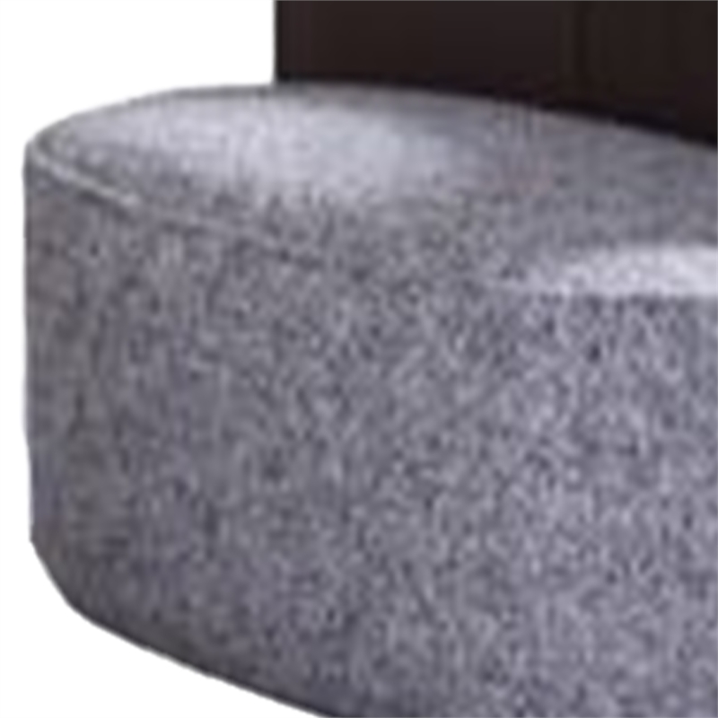 Benjara Berta Accent Chair-Chocolate Brown Leather-Gray Fabric-Modern Wingback