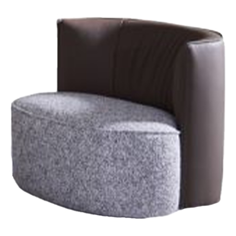 Benjara Berta Accent Chair-Chocolate Brown Leather-Gray Fabric-Modern Wingback