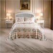 Benjara Rosle 3pc King Bedspread Set-2 Shams-Reversible Rose Print-Blue Cotton