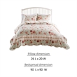 Benjara Rosle 3pc Full/Queen Size Bedspread Set-2 Shams-Rose Print-Blue Cotton