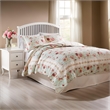 Benjara Rosle 3pc Full/Queen Size Bedspread Set-2 Shams-Rose Print-Blue Cotton