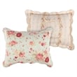 Benjara Rosle 3pc Full/Queen Size Bedspread Set-2 Shams-Rose Print-Blue Cotton