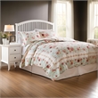 Benjara Rosle 3pc King Size Bedspread Set- 2 Shams- Rose Print- Soft Blue Cotton