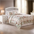 Benjara Rosle 4pc XL Twin Size Quilt Set- Shams- Patchwork Floral Blue Cotton