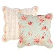 Benjara Rosle 5pc Full/Queen Quilt Set-Shams-Patchwork Floral Print-Blue Cotton