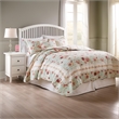 Benjara Rosle 5pc King Size Quilt Set- Shams- Patchwork Floral Soft Blue Cotton