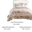 Benjara Rosle 5pc King Size Quilt Set- Shams- Patchwork Floral Soft Blue Cotton