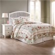Benjara Rosle 5pc King Size Quilt Set- Shams- Patchwork Floral Soft Blue Cotton